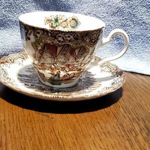 VINTAGE Johnson Brothers Heritage Hall Colonial Overhang Teacup and Saucer